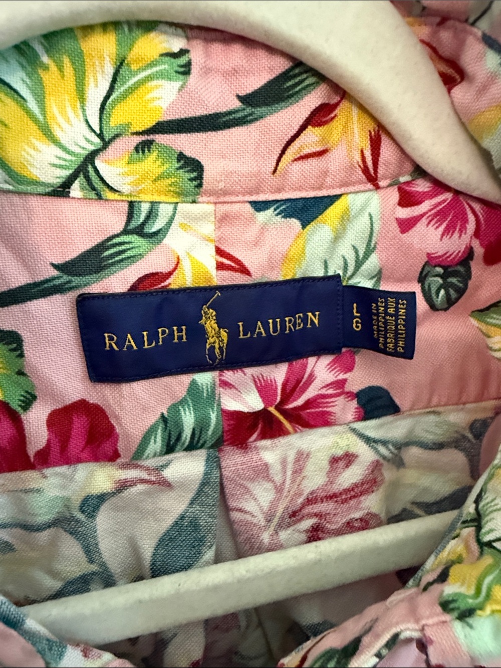 Men’s Ralph Lauren Pink Tropical Floral Short-Sleeve Button-Down Shirt Size L - Picture 4 of 5